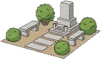 墓石と植栽が並ぶ区画のイラスト