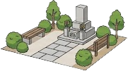 複数の墓石と通路がある区画のイラスト