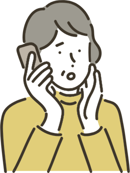 頬に手を当てて困った表情をしている女性のイラスト