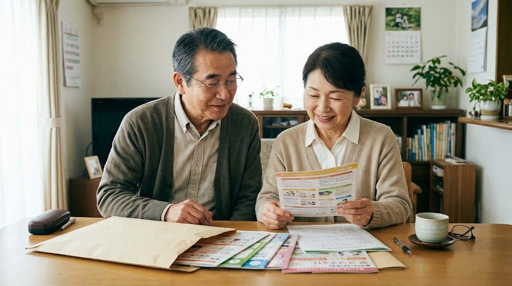 自宅でお墓のことを話し合う夫婦