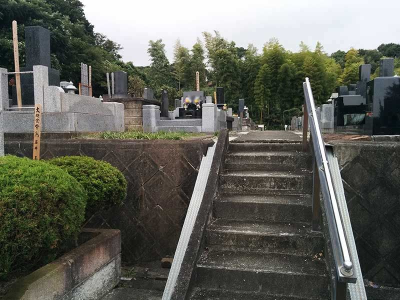 龍洞院　手すりが設置された階段