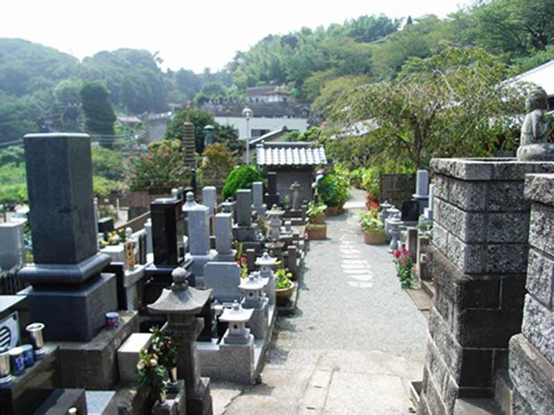 妙音寺　花が添えられた墓域