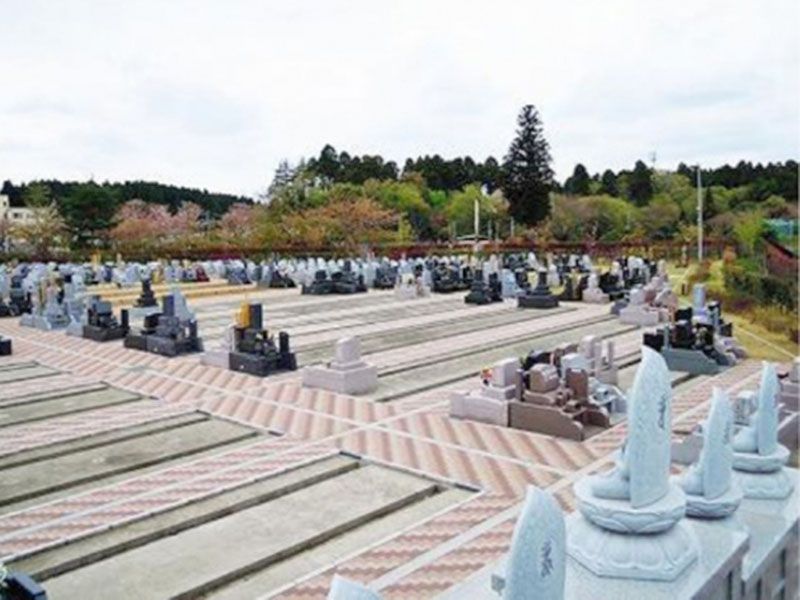 緑に囲まれた霊園の全景