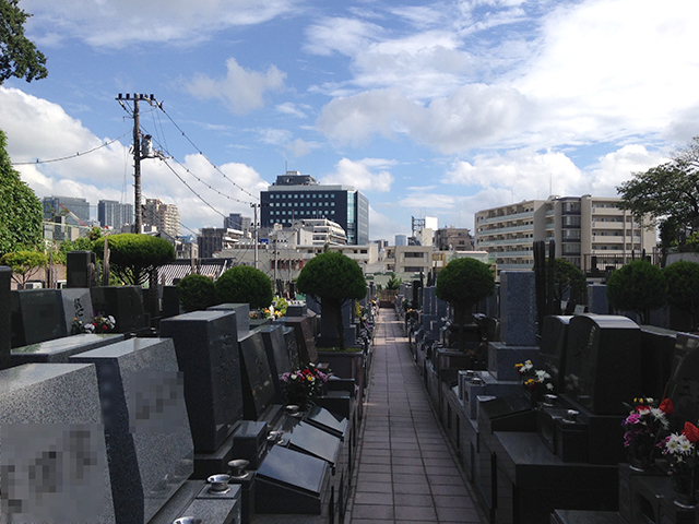 れんげ山霊園　様々な墓石が混在