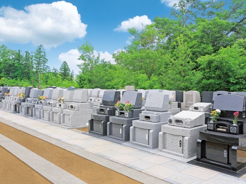 旭翠苑に並ぶ洋型墓石