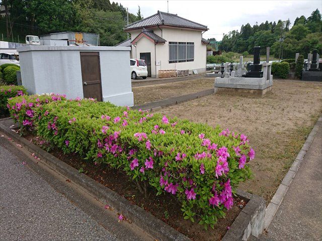 中野霊園　墓域横にある管理棟と駐車場