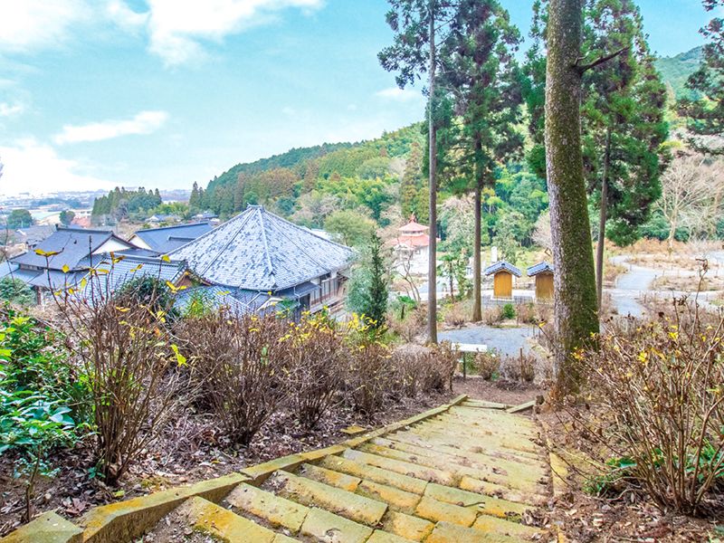 庭園の小径と山景