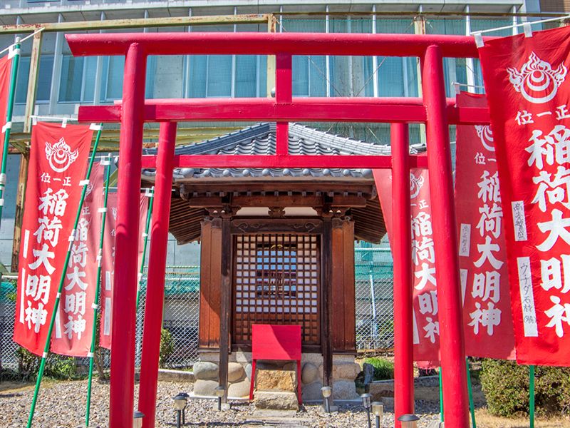 赤い鳥居と社殿