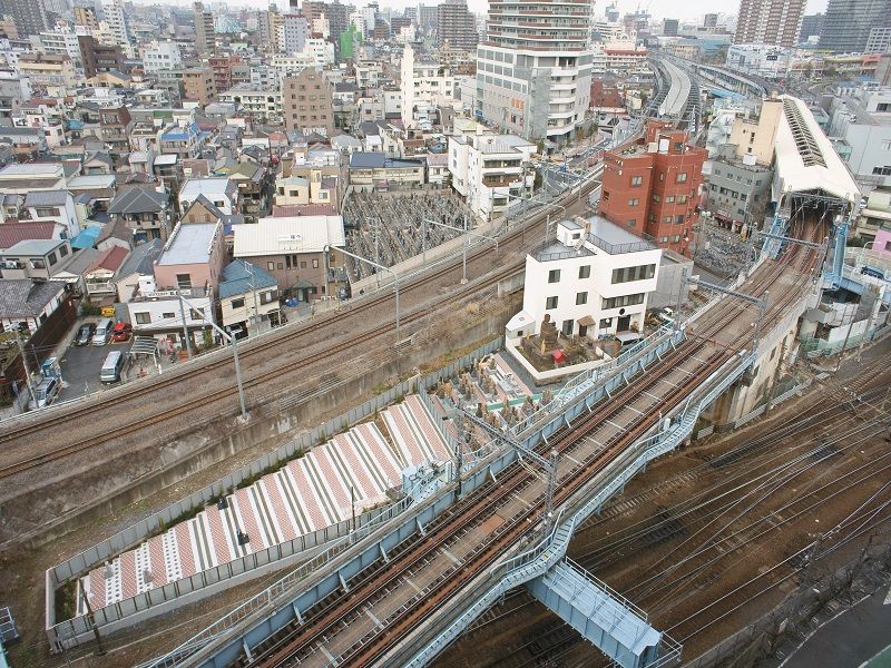 メモリアルステーション南千住　園内を上空から見た様子